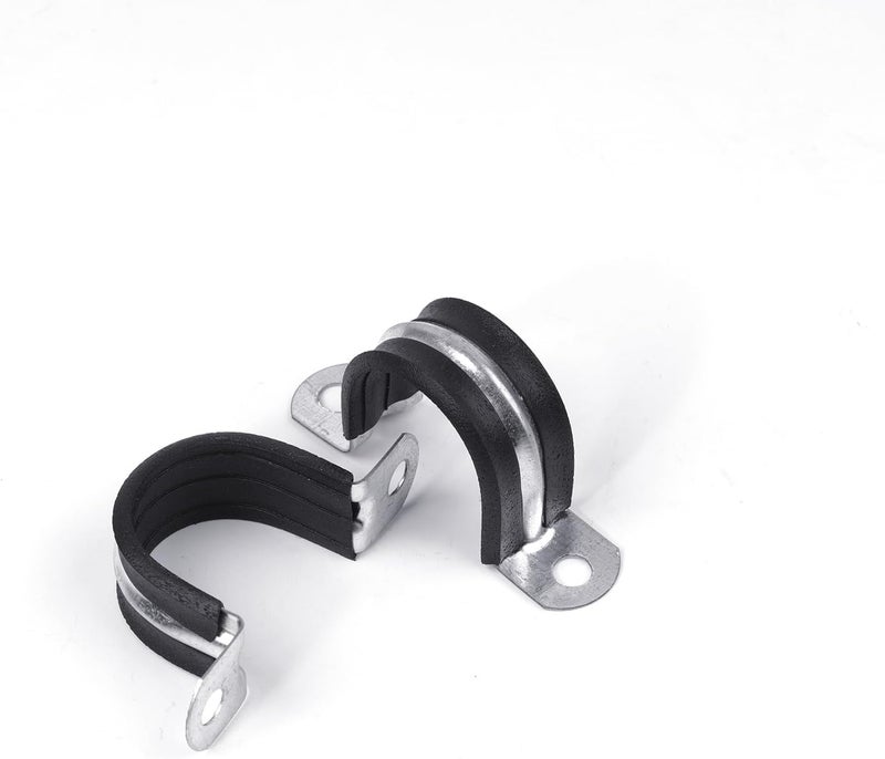 RGFXA 12PCS 1 Inch Cable Clamps, 2 Holes U Bracket Rubber Cushioned Insulated Clamp, Sturdy Clamp Conduits Strap Clamps for Pipe Fixing on Various Surfaces - Image 1